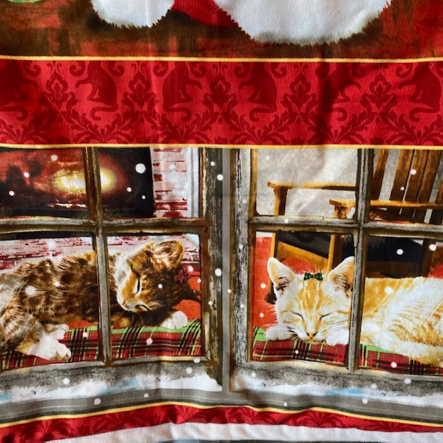 クリスマス猫柄タペストリー ソファカバー テーブルカバー　マルチカバー　ハンドメイド　一点もの My Cotton