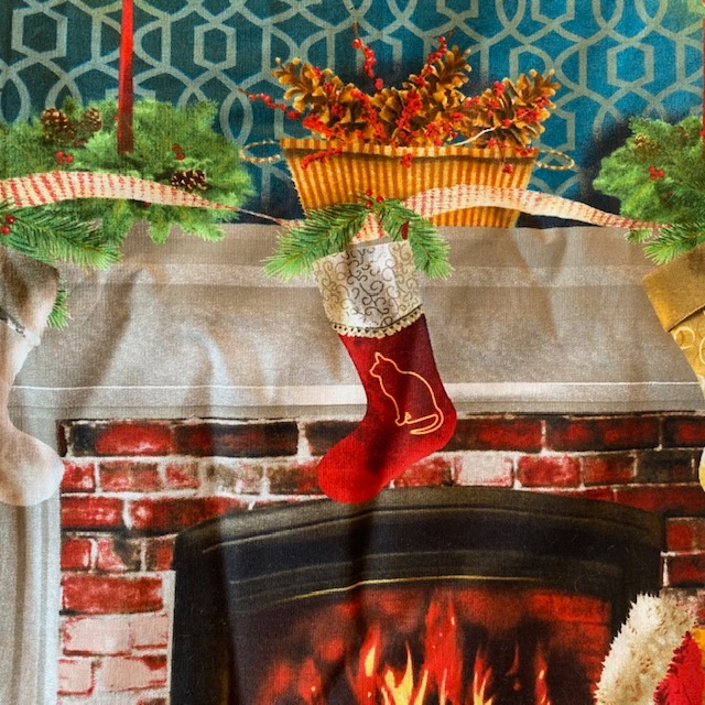 クリスマス猫柄タペストリー ソファカバー テーブルカバー　マルチカバー　ハンドメイド　一点もの My Cotton