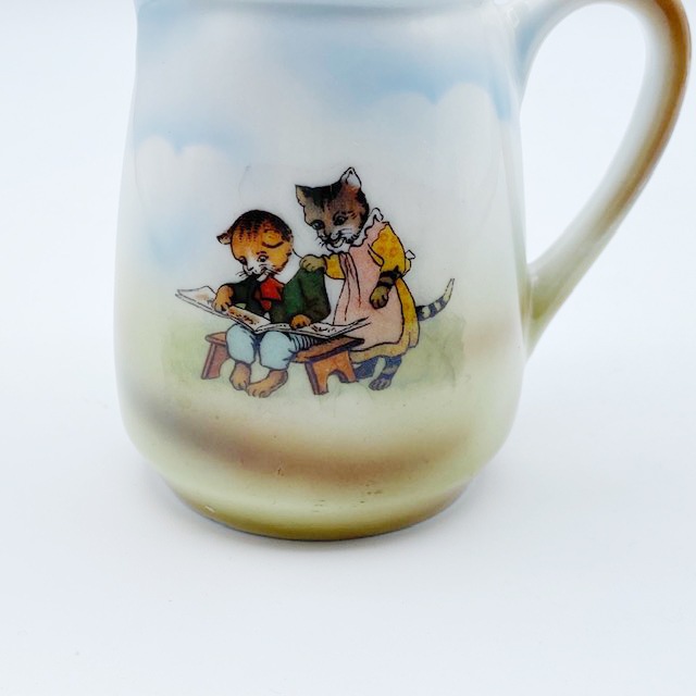 ドイツ 猫絵柄のナーサリーウェア　子供用ミルクピッチャー 1900年代初期  BAVARIA