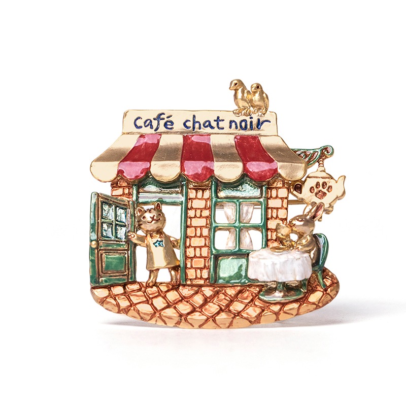 Palnart Poc パルナートポック　黒猫店長のカフェブローチ　日本製　ピューター