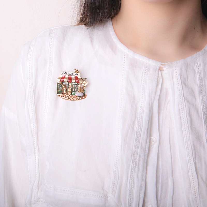 Palnart Poc パルナートポック　黒猫店長のカフェブローチ　日本製　ピューター