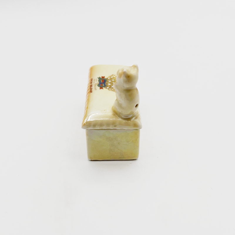 幸運のホワイトヘザーと猫のトリンケットボックス　小物入れ  1900年代初～中期