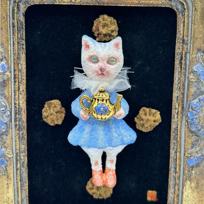 二人でお茶を　髙橋幸恵　ミニアチュール立体作品　Yukie Takahashi 