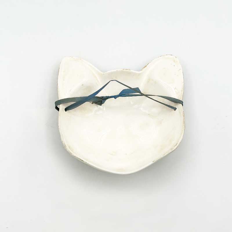 陶器製の猫顔マスク キジトラ白猫 ウォールアート おそらく1980年代の日本製