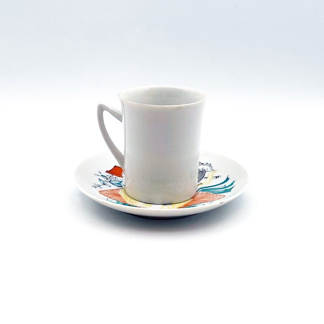 ヴィンテージ　黒猫と女の子柄のカップ＆ソーサー　Westminster Australia　1970年代