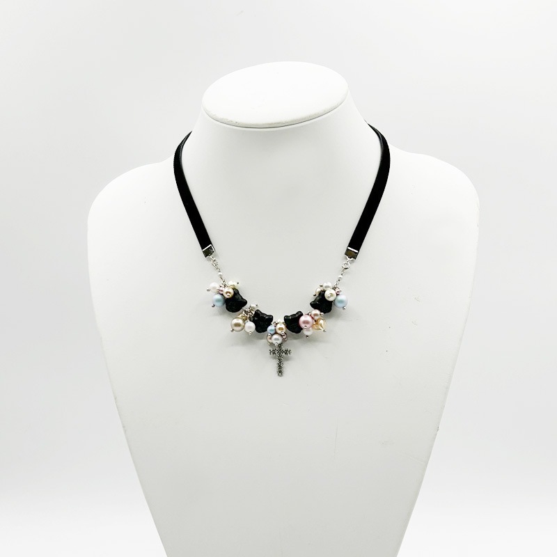 猫好きゴスロリさん向け・黒猫ゴシックリボンネックレス Yukie Takahashi