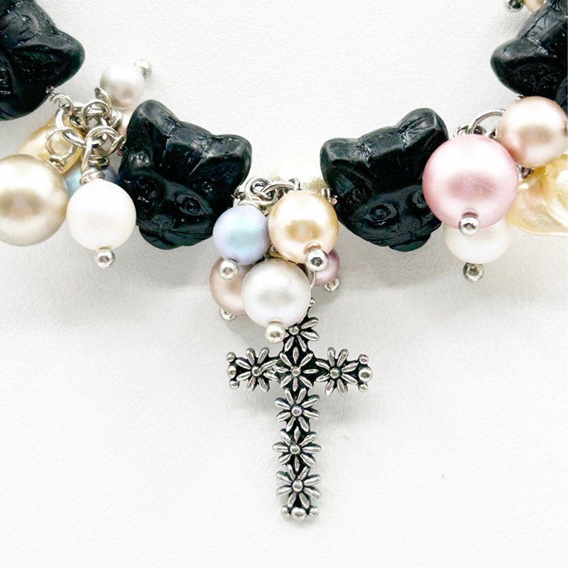 猫好きゴスロリさん向け・黒猫ゴシックリボンネックレス Yukie Takahashi