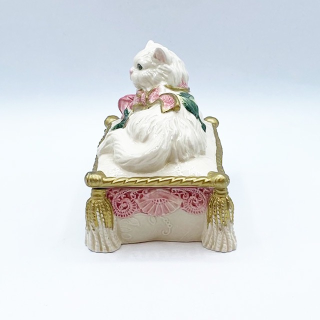 フィッツ＆フロイド 白猫ちゃんとバラの小物入れ　バターディッシュ？ Fitz & Floyd Essentials