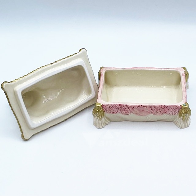 フィッツ＆フロイド 白猫ちゃんとバラの小物入れ　バターディッシュ？ Fitz & Floyd Essentials