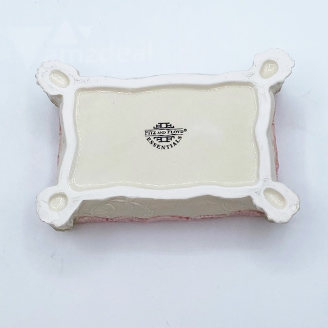 フィッツ＆フロイド 白猫ちゃんとバラの小物入れ　バターディッシュ？ Fitz & Floyd Essentials
