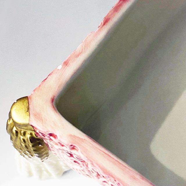 フィッツ＆フロイド 白猫ちゃんとバラの小物入れ　バターディッシュ？ Fitz & Floyd Essentials