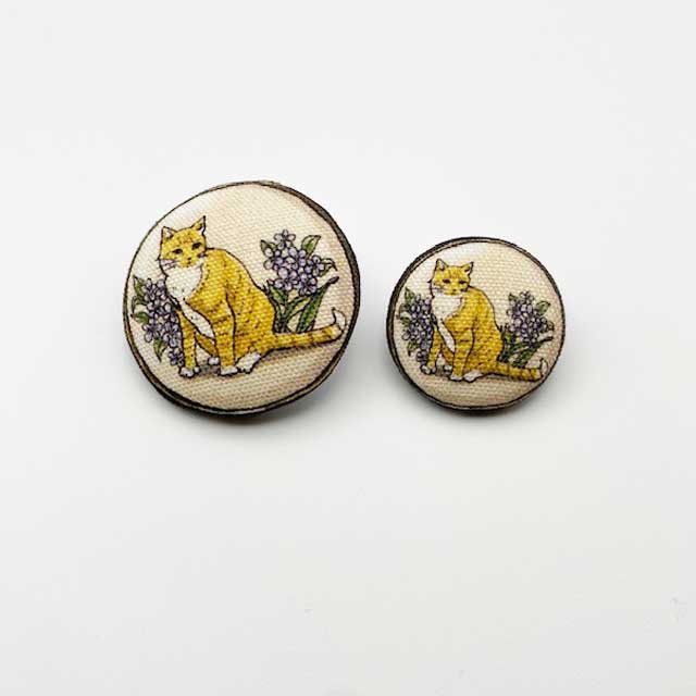 Yanaka Red House Button Galleryオリジナル猫のボタン2個セット 猫のルルとスミレ