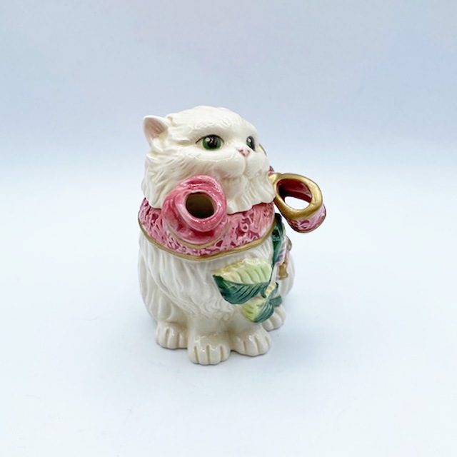 フィッツ＆フロイド 白猫ちゃんとバラのクリーマー　ミルクピッチャー　ミニポット Fitz & Floyd Essentials