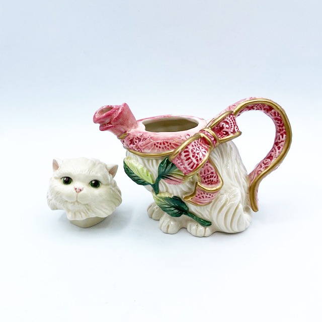 フィッツ＆フロイド 白猫ちゃんとバラのクリーマー　ミルクピッチャー　ミニポット Fitz & Floyd Essentials