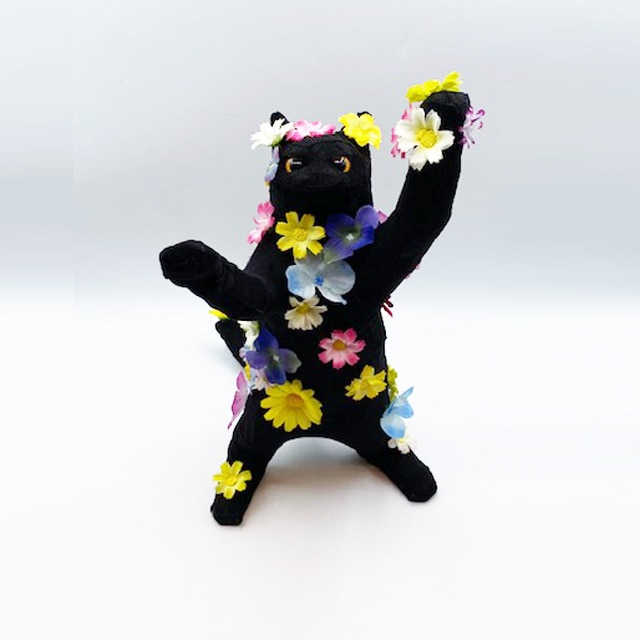 Halloween♪月と黒猫ちゃんの手染めビーズキーリング兼バッグチャーム❤