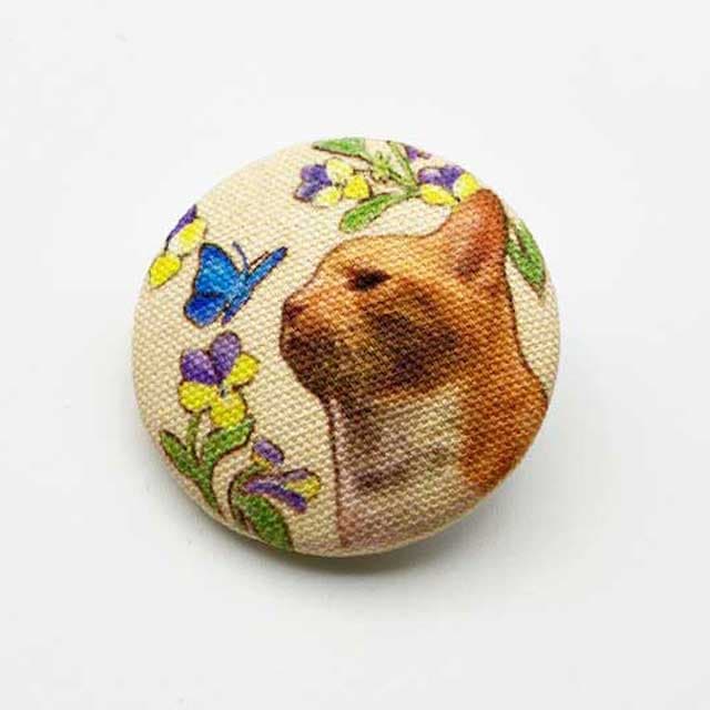 Yanaka Red House Button Galleryオリジナル猫のボタン2個セット 猫のルルと蝶々