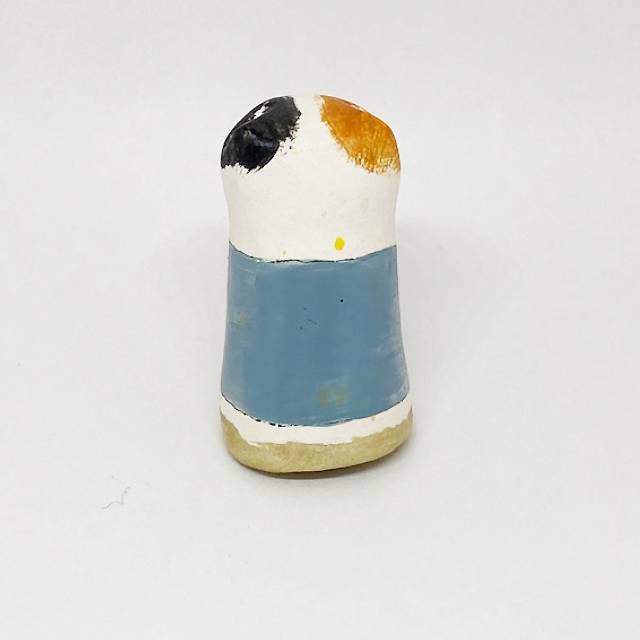 イギリス 素焼きのミニ猫　スケーター三毛猫　シンブル Merryfield Pottery