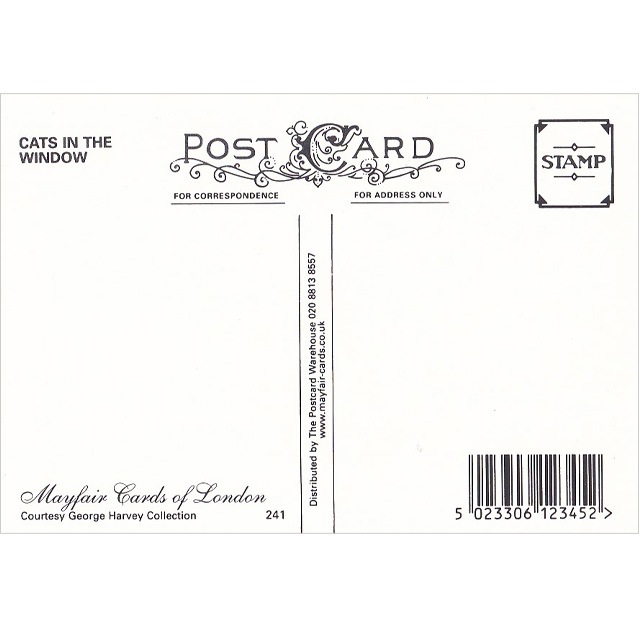 ヴィンテージ復刻猫ポストカード CATS IN THE WINDOW イギリス製