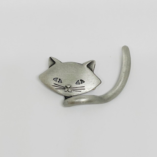 JJ Jonette 猫のヴィンテージブローチ 猫の顔と尻尾のブローチ