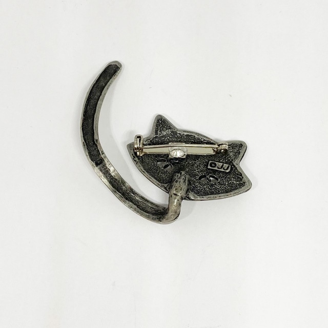 JJ Jonette 猫のヴィンテージブローチ 猫の顔と尻尾のブローチ