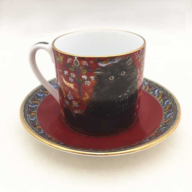 Lesley's Cats　カップ＆ソーサー デミタスカップ　レッド ダンバリーミント