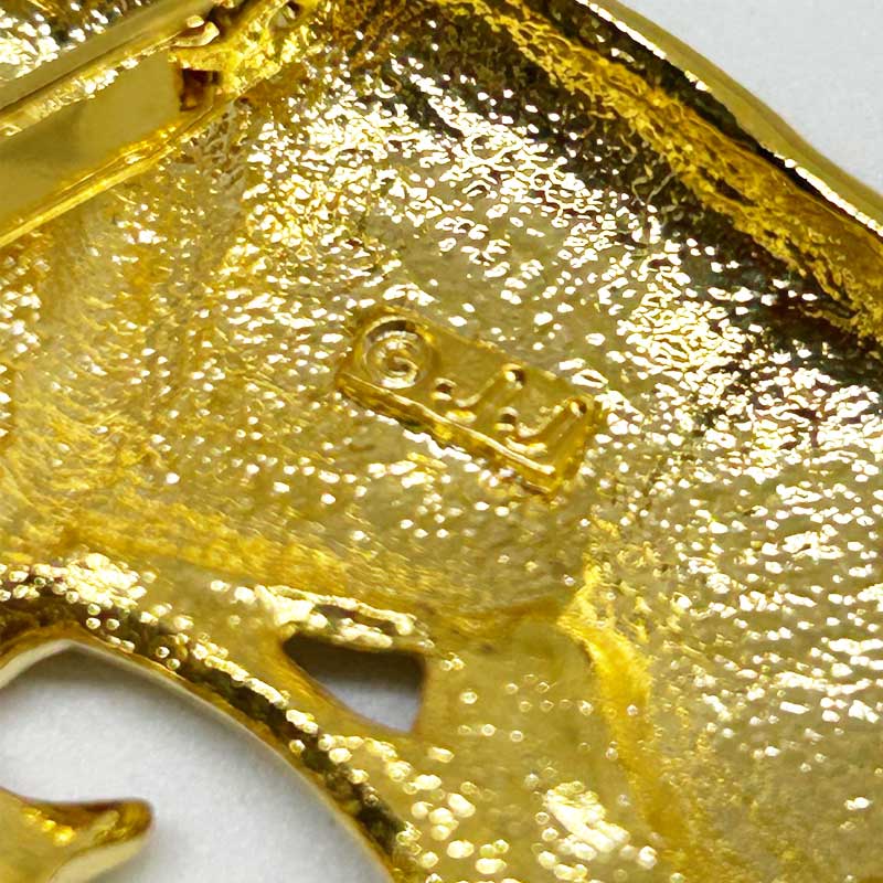 JJ Jonette 猫と金魚のブローチ　ジェイジェイ　ゴールドトーン