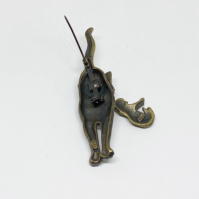 JJ Jonette 子猫を運ぶ母猫のブローチ ブロンズトーン ジェイジェイ アメリカ