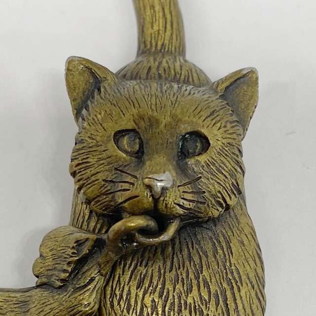 JJ Jonette 子猫を運ぶ母猫のブローチ ブロンズトーン ジェイジェイ アメリカ