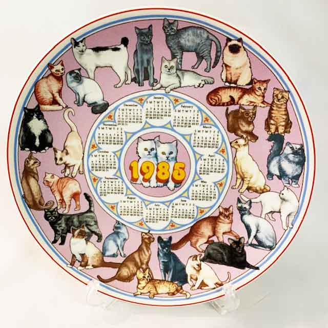 WEDGWOOD 猫のカレンダープレート　猫図鑑的プレート 1985年