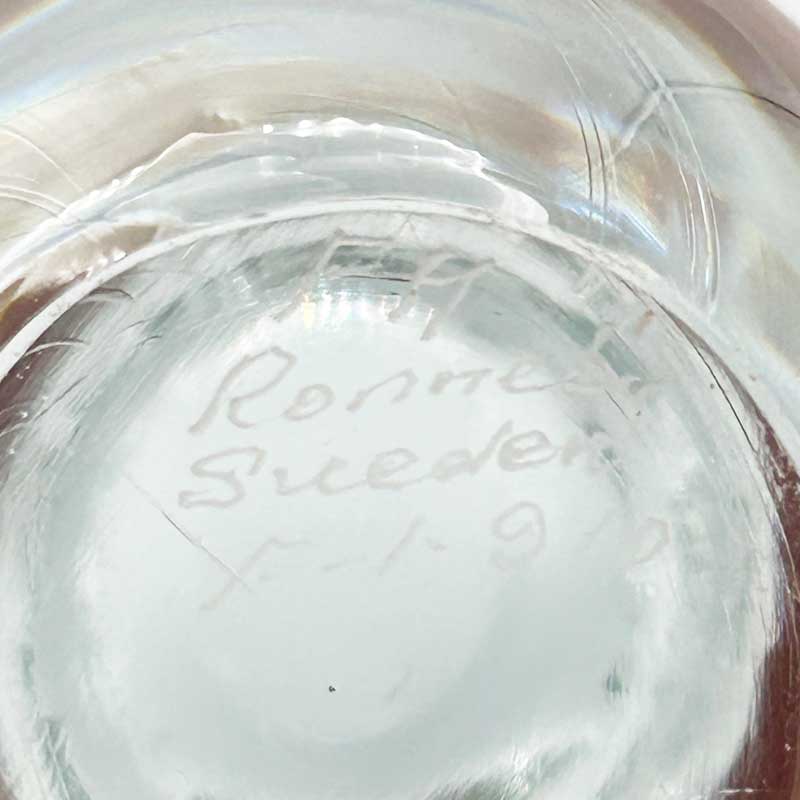 FMコンストグラス　猫型ガラスアート　Ronneby Sweden