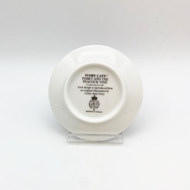 ロイヤルウースター アイボリーキャッツ 猫のミニ絵皿　POSKY AND THE PEACOCK VINE