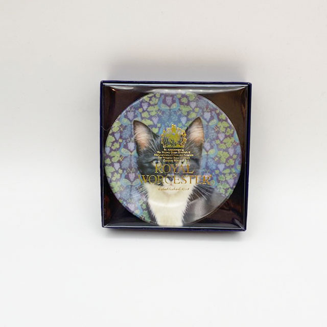 ロイヤルウースター アイボリーキャッツ 猫のミニ絵皿　POSKY AND THE PEACOCK VINE
