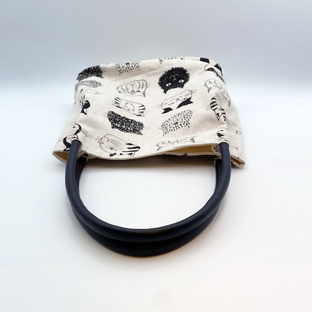 いろんな猫の顔柄のトートバッグ ハンドメイド布バッグ My Cotton