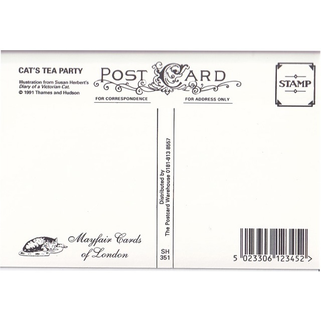 スーザンハーバート 復刻猫ポストカード CAT'S TEA PARTY イギリス製