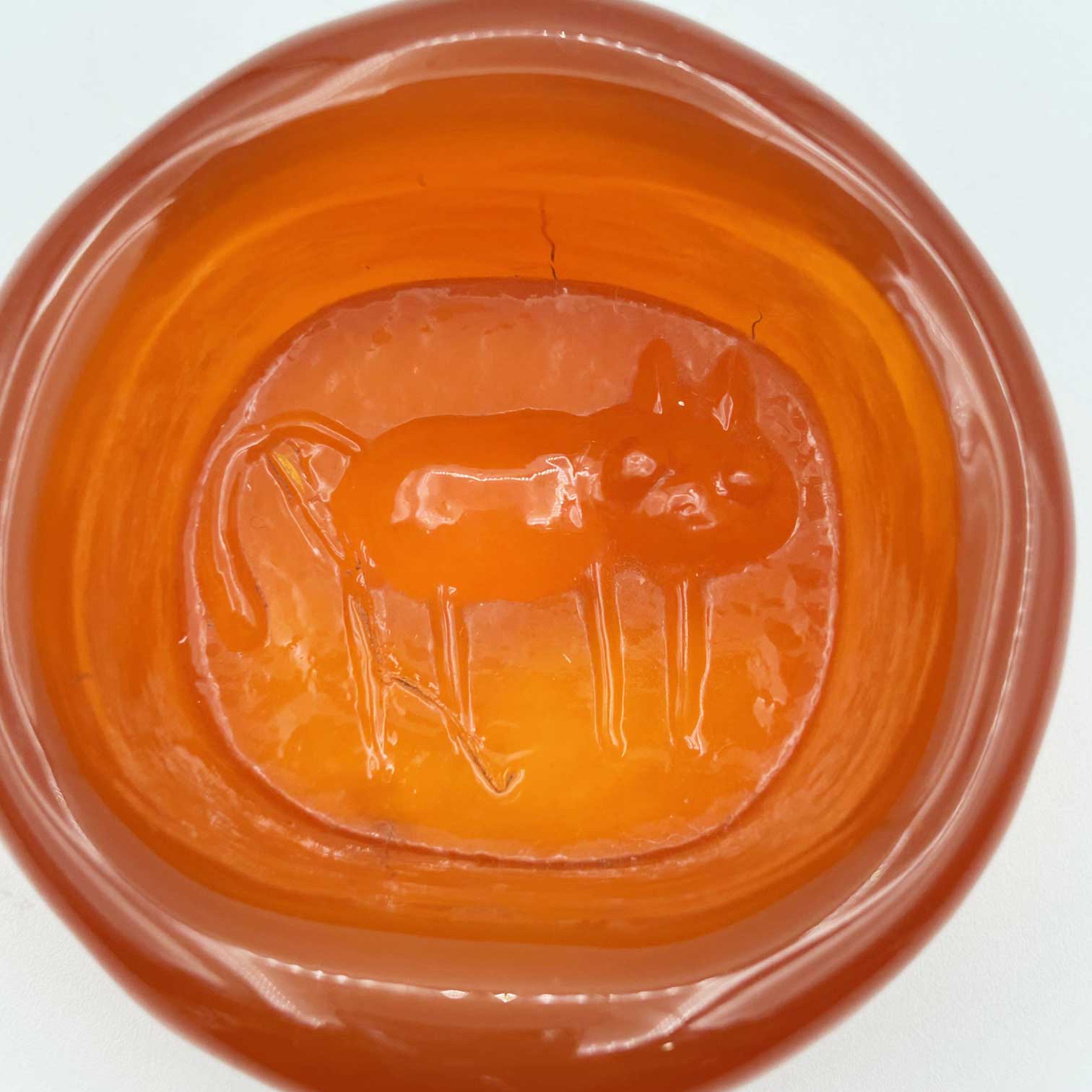 BODA エリックホグラン 猫柄ガラスの灰皿・アッシュトレイ　小物入れ　Erik Hoglund