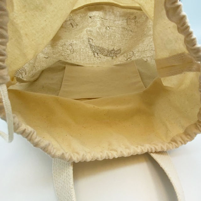 ゆるい猫イラスト柄のきんちゃく風トートバッグ　ハンドメイド布バッグ My Cotton