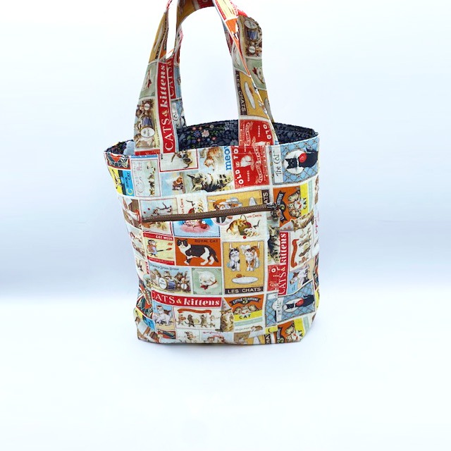 猫柄　ハンドメイドトートバッグ　アンティーク・ヴィンテージ柄　ヘレナ・マグワイア