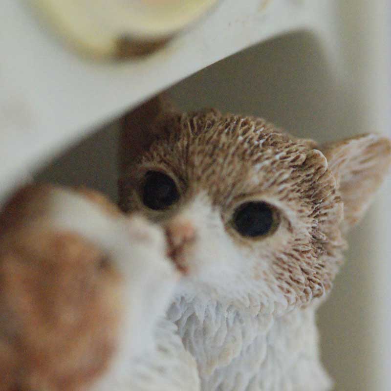 英国カントリーアーティスツ 猫のフィギュリン付置き時計 1997年＜3