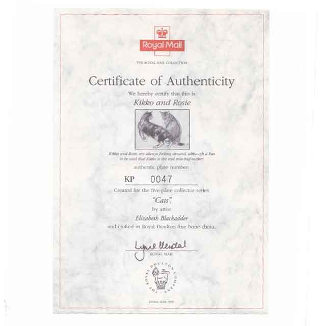 ロイヤルドルトン エリザベス・ブラックアダー 猫の絵皿プレート Kikko and Rosie