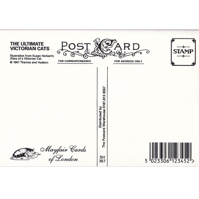 スーザンハーバート　復刻猫ポストカード　THE ULTIMATE VICTORIAN CATS イギリス製