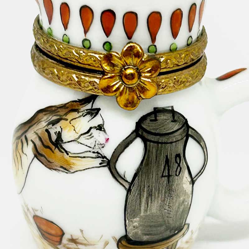 猫柄リモージュボックス ミルクピッチャー型 Rochard Limoges box 