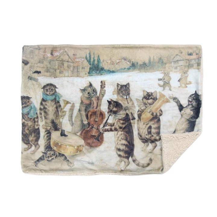 Louis Wain　ルイスウェイン　フランネルボアブランケット ・スローケット　キャロルを歌う猫たち