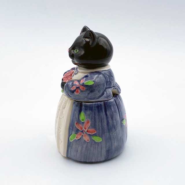 アメリカンヴィンテージ　猫　陶器製シュガーポットと塩入れセット Otagiri 黒猫のシュガーポット 砂糖入れ カントリー調 The Edith