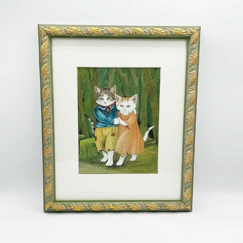 スーザンハーバート Susan Herbert ヘンゼルとグレーテル　サイン入り水彩原画 額装済