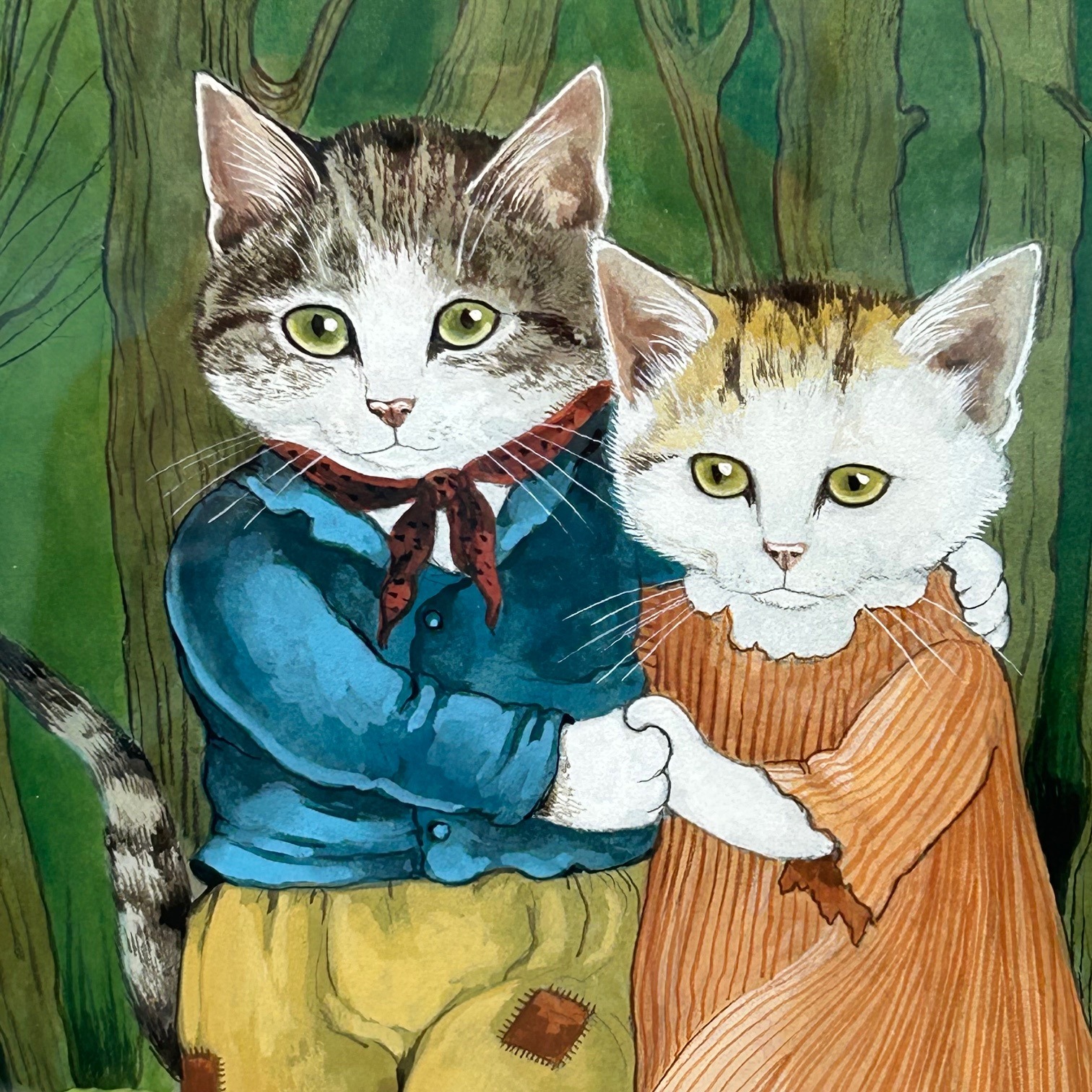 スーザンハーバート Susan Herbert ヘンゼルとグレーテル　サイン入り水彩原画 額装済