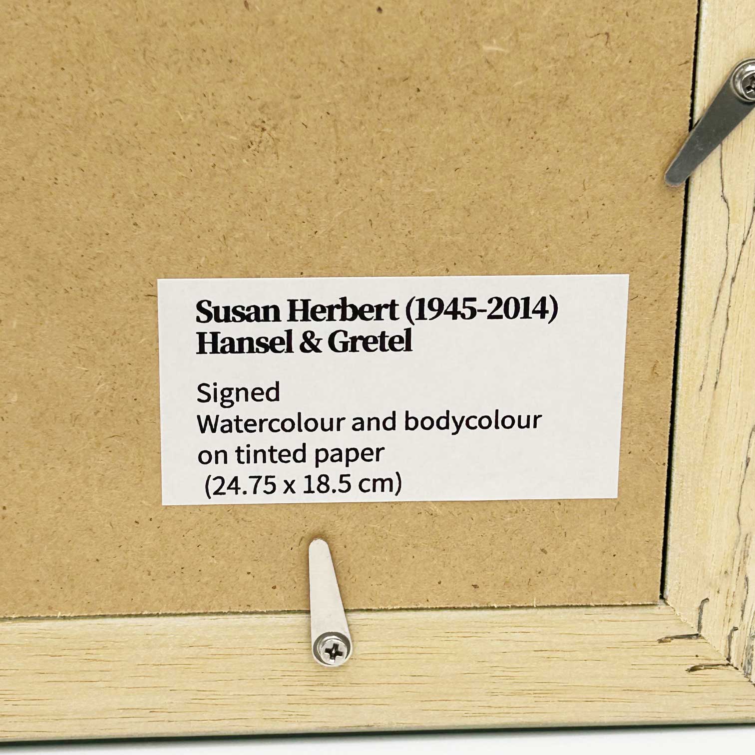 スーザンハーバート Susan Herbert ヘンゼルとグレーテル　サイン入り水彩原画 額装済