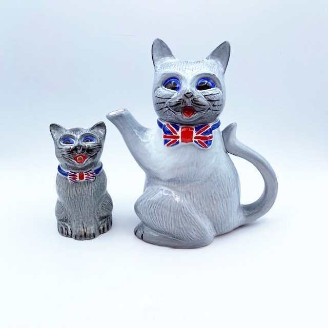 Otter Potter ルイスウェインモチーフ グレイ猫クリーマー、ミルクピッチャー 英国製