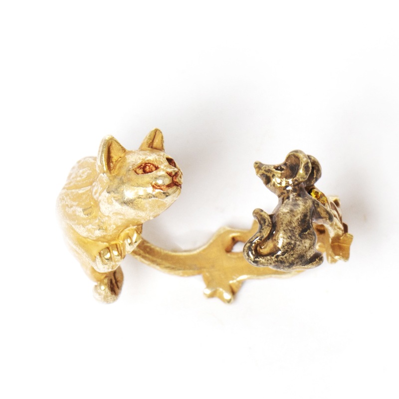 4F フィーアエフ　ロックオンリング　猫の指輪　フリーサイズ　真鍮　日本製