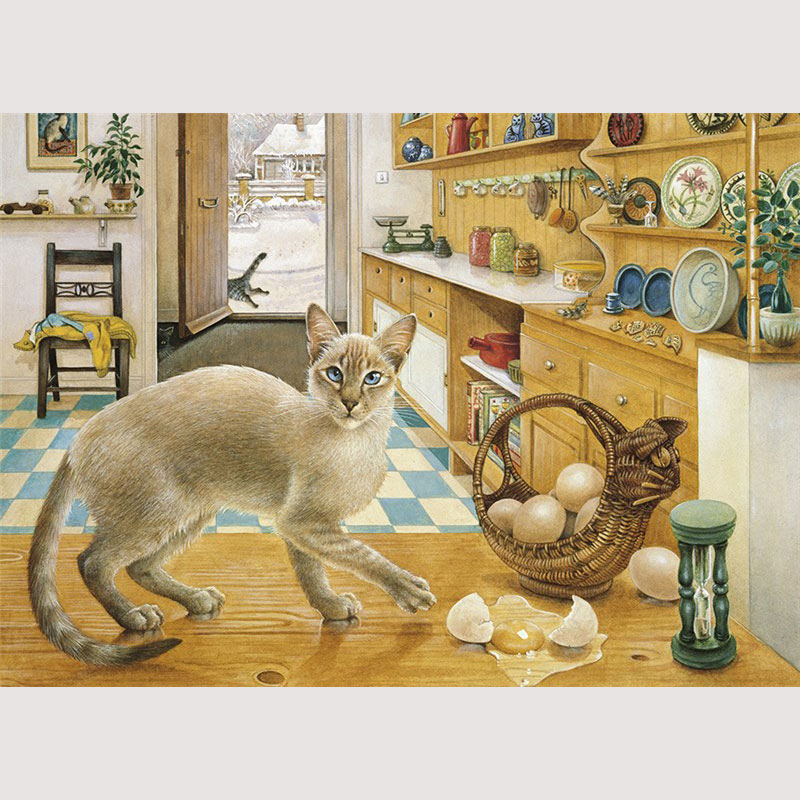 レズリーアンアイボリー 猫の輸入グリーティングカード封筒付 Ra-Ra in the kitchen