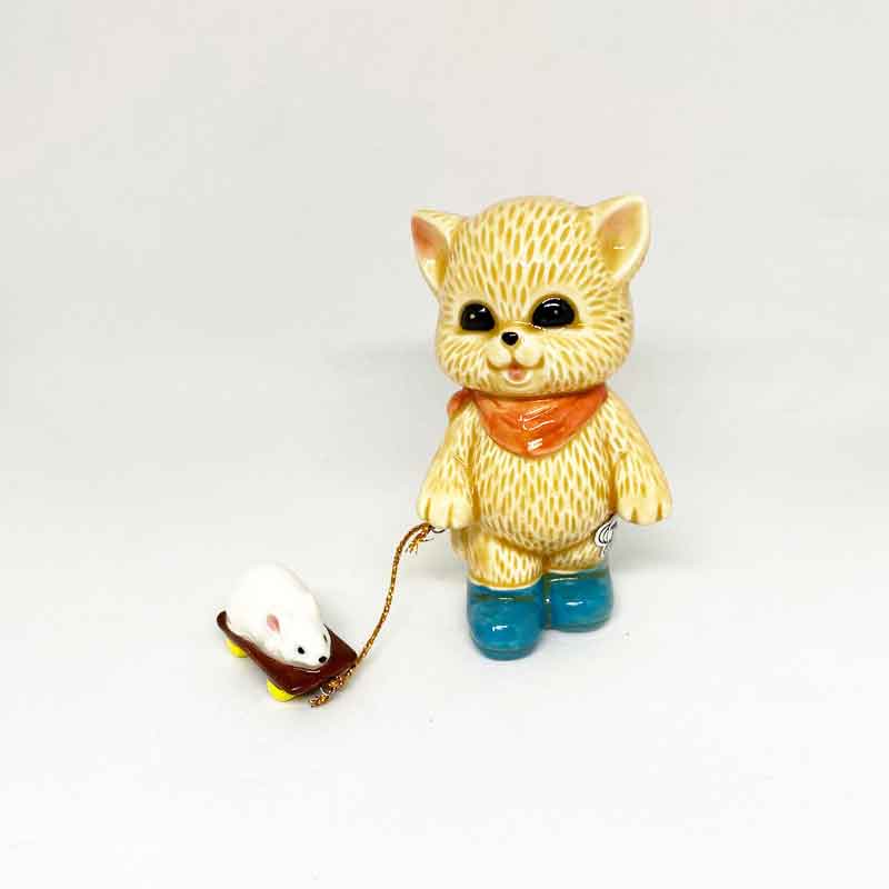 Norcrest Japan ねずみさんを連れている猫ちゃん 1960年代ごろ 日本製
